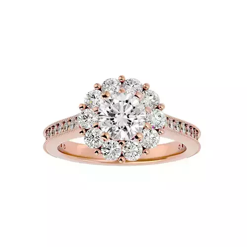 Round Halo solitaire wedding engagement ring with 360 view