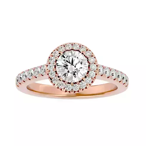 Round Halo solitaire wedding engagement ring with 360 view