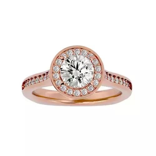 Round Halo solitaire wedding engagement ring with 360 view