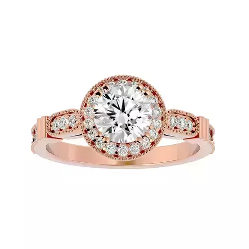 Round Halo solitaire wedding engagement ring with 360 view