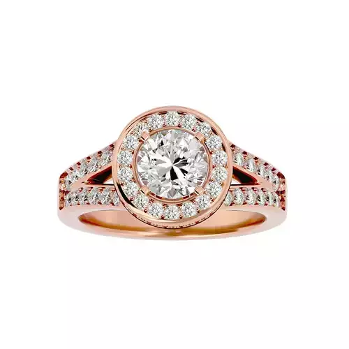 Round Halo solitaire wedding engagement ring with 360 view