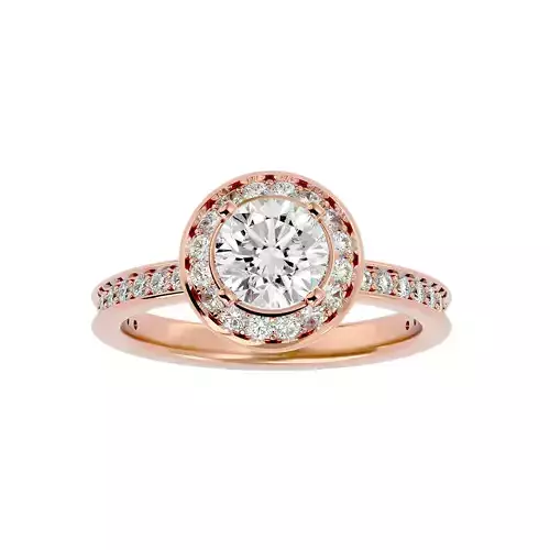 Round Halo solitaire wedding engagement ring with 360 view 3D print model