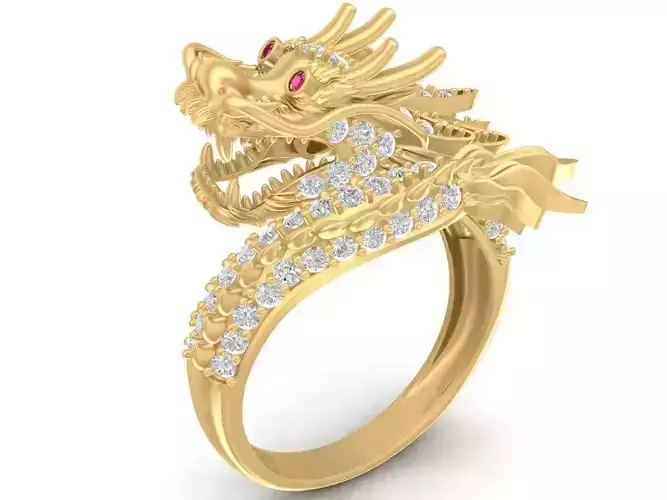 fengshui asian gold dragon ring 2868