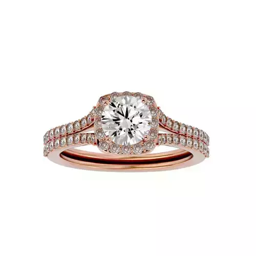 Round Halo solitaire wedding engagement ring with 360 view