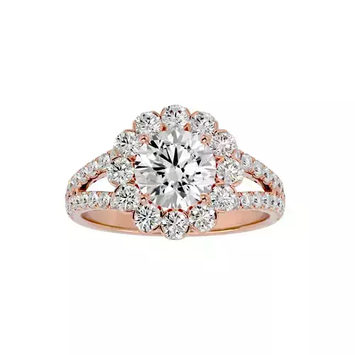 Round Halo solitaire wedding engagement ring with 360 view