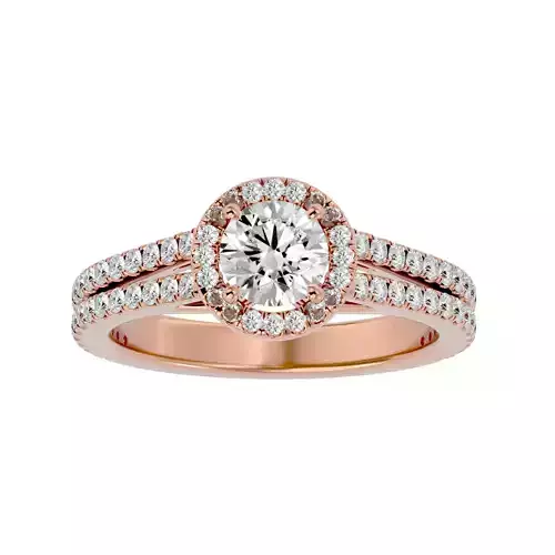 Round Halo solitaire wedding engagement ring with 360 view