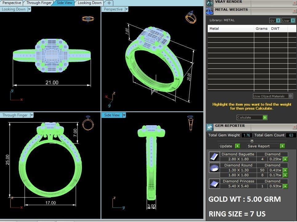 Princess Halo solitaire wedding engagement ring with 360 view 3D print model_8