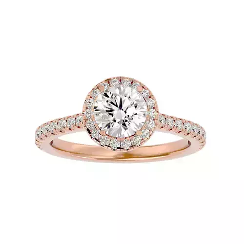 Round Halo solitaire wedding engagement ring with 360 view