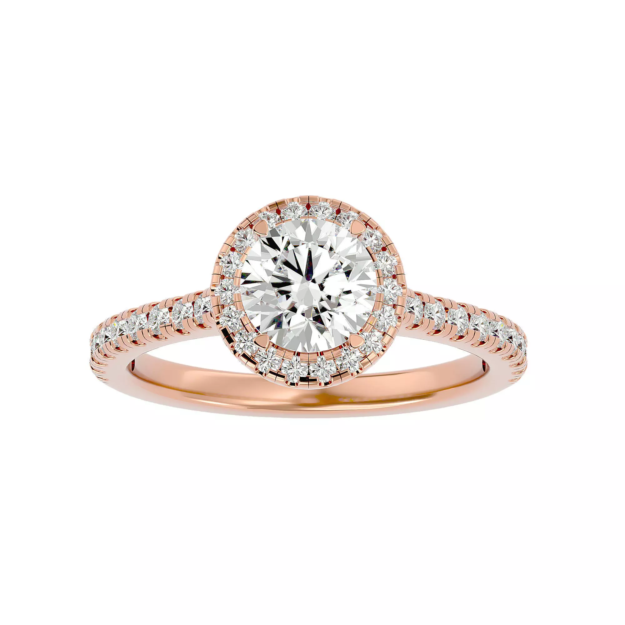 Round Halo solitaire wedding engagement ring with 360 view 3D print model_0