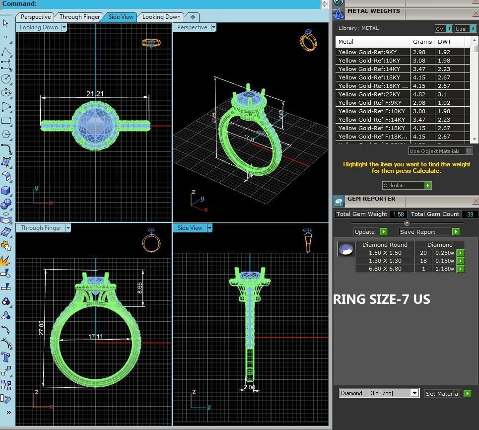 Round Halo solitaire wedding engagement ring with 360 view 3D print model_4