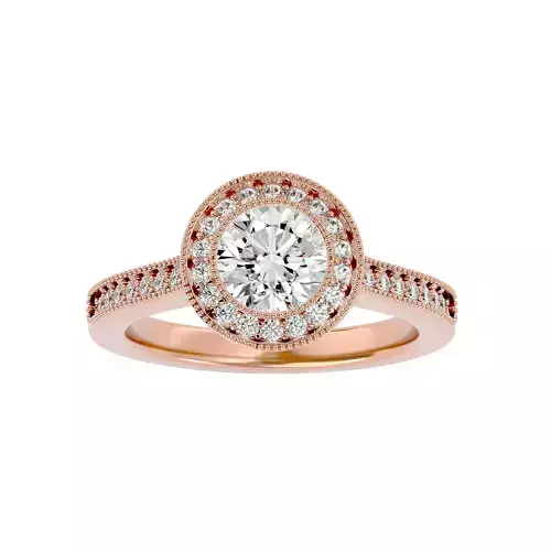 Round Halo solitaire wedding engagement ring with 360 view
