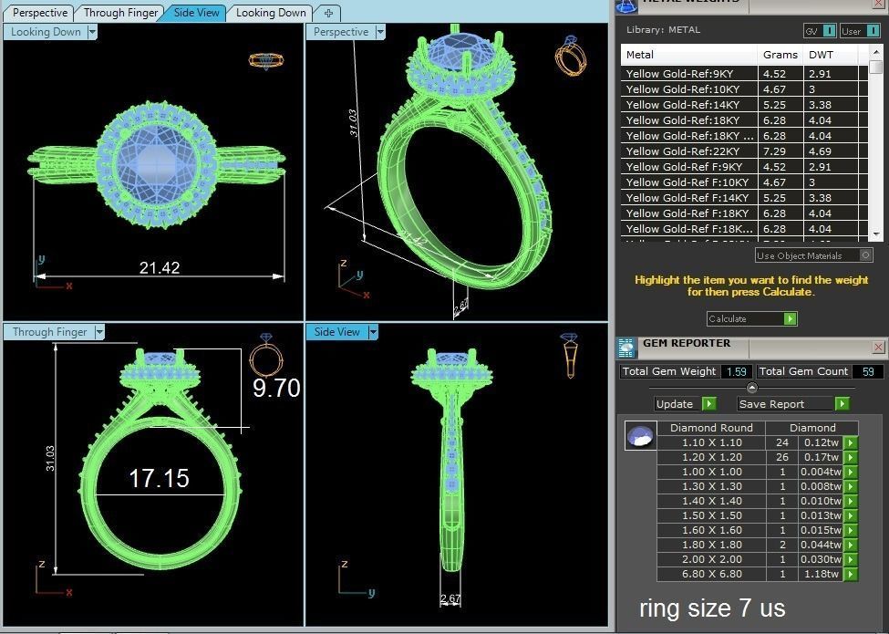 Round Halo solitaire wedding engagement ring with 360 view 3D print model_8