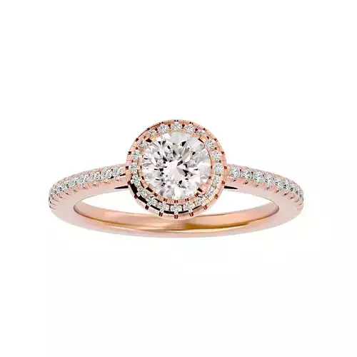 Round Halo solitaire wedding engagement ring with 360 view