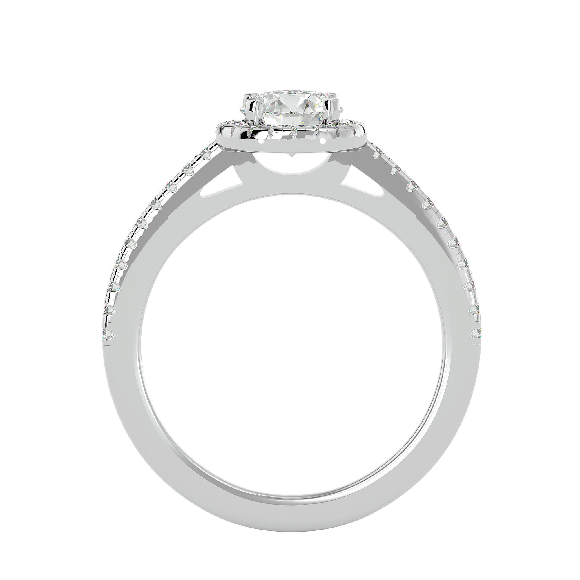 Round Halo solitaire wedding engagement ring with 360 view 3D print model_4