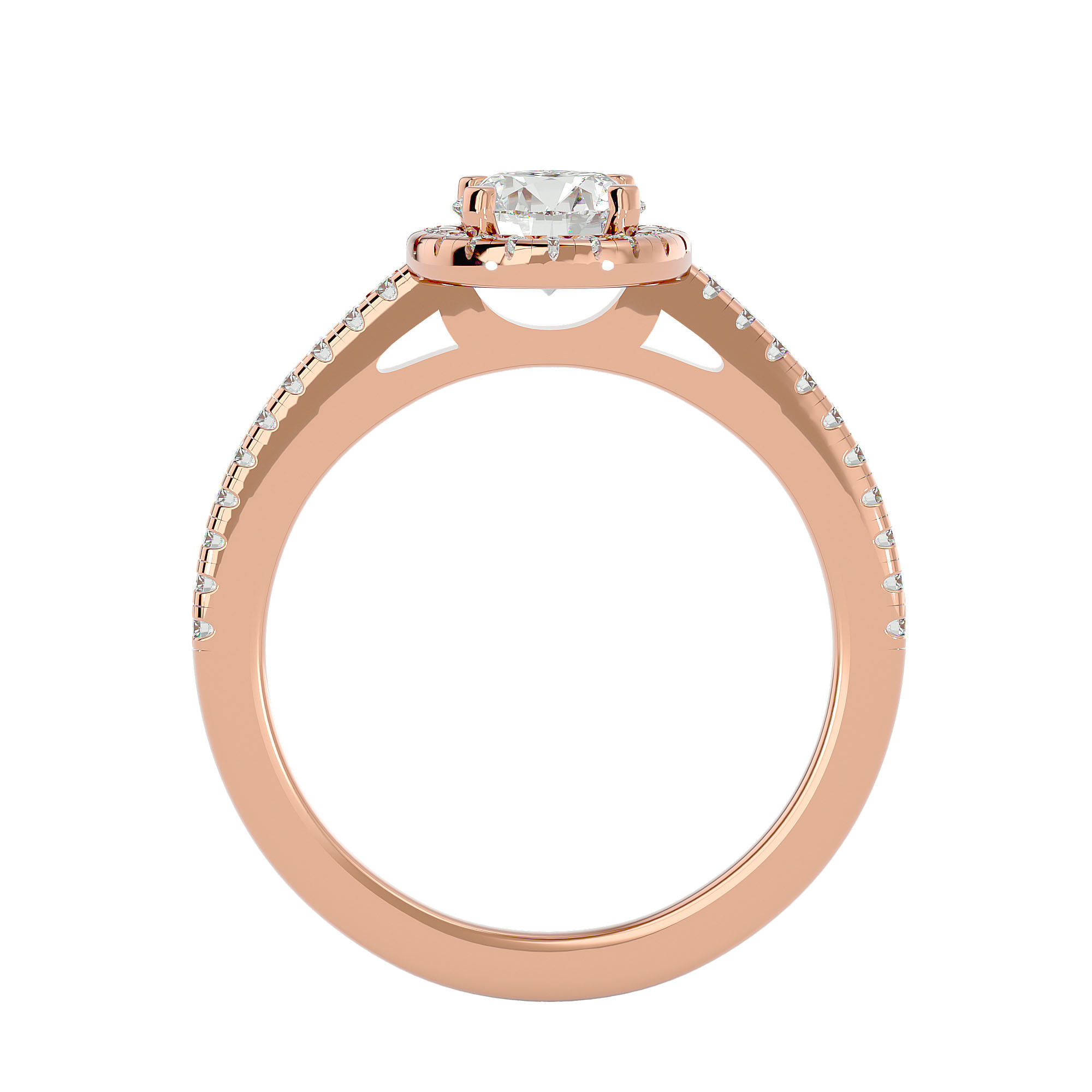 Round Halo solitaire wedding engagement ring with 360 view 3D print model_6