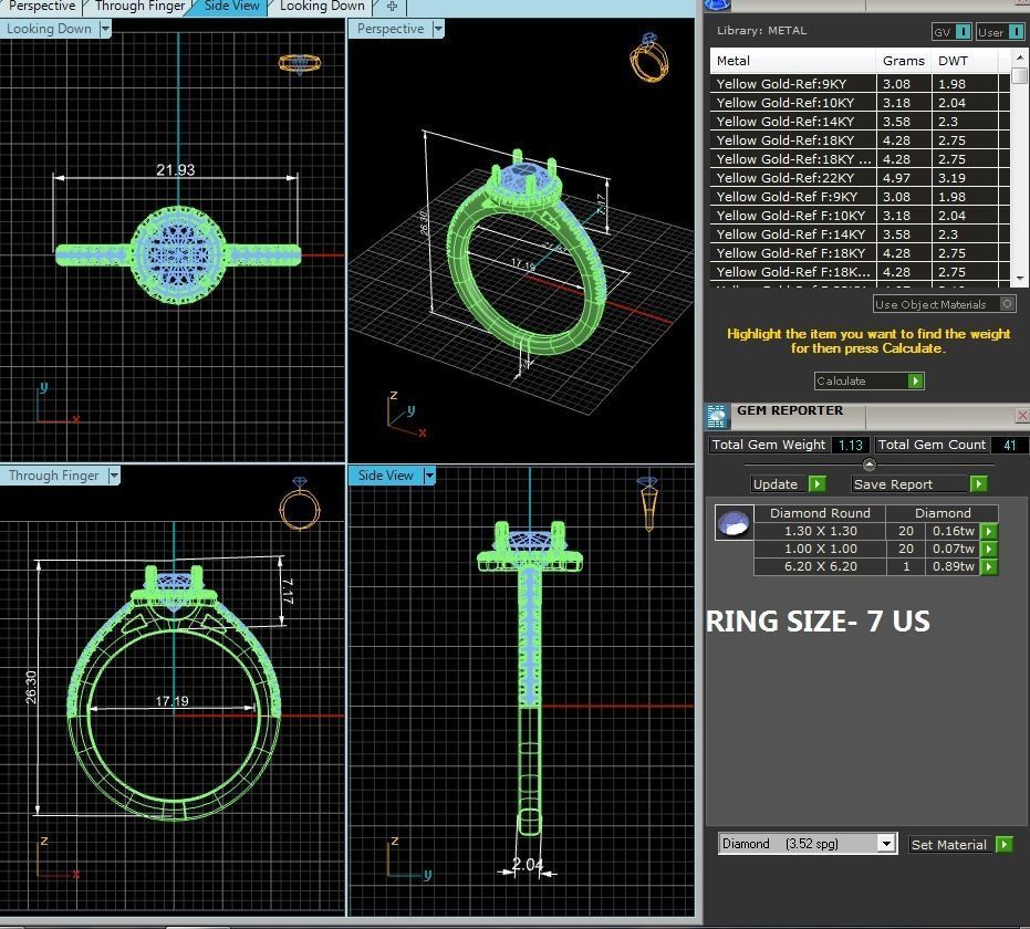 Round Halo solitaire wedding engagement ring with 360 view 3D print model_8