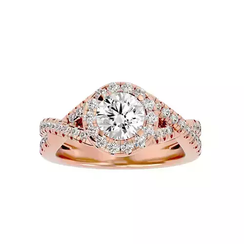 Round Halo solitaire wedding engagement ring with 360 view