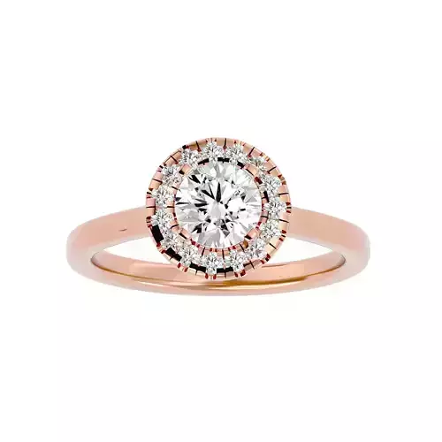 Round Halo solitaire wedding engagement ring with 360 view 3D print model