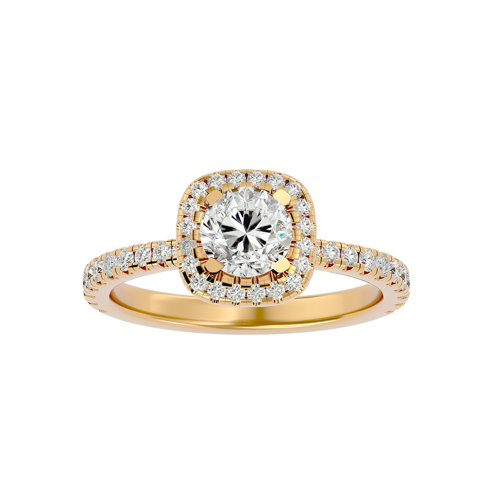 Round Halo solitaire wedding engagement ring with 360 view 3D print model_2