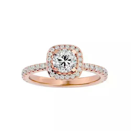 Round Halo solitaire wedding engagement ring with 360 view 3D print model