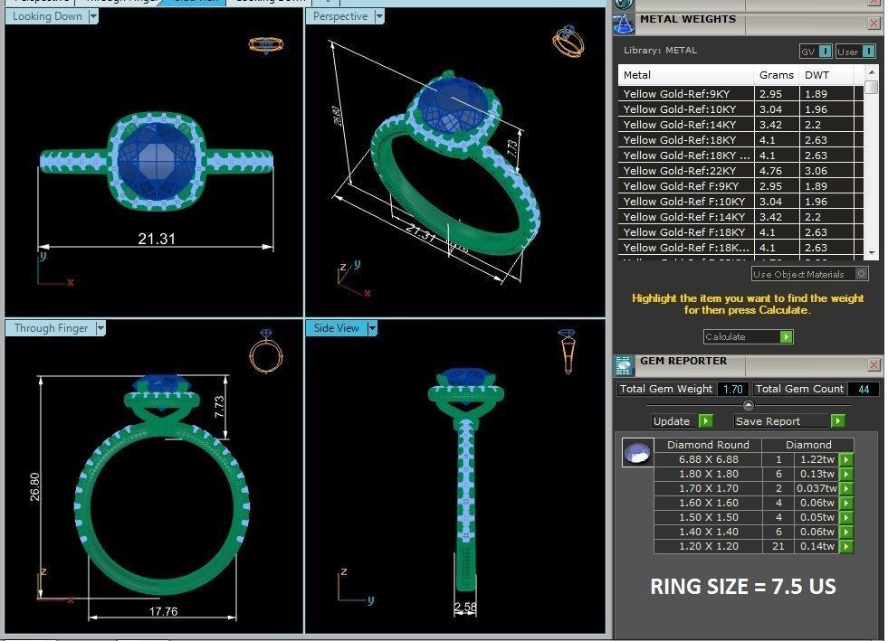 Round Halo solitaire wedding engagement ring with 360 view 3D print model_7