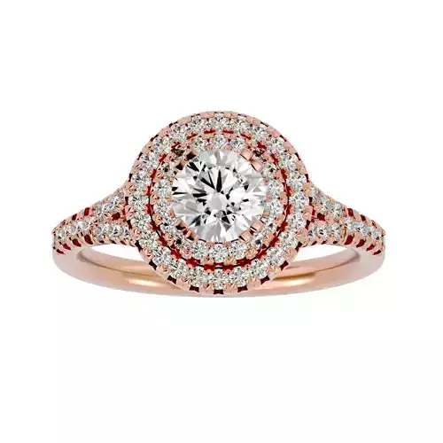 Round Halo solitaire wedding engagement ring with 360 view 3D print model