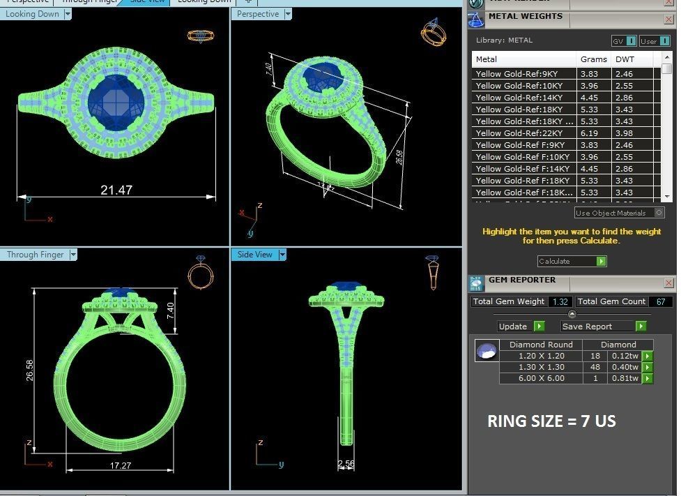 Round Halo solitaire wedding engagement ring with 360 view 3D print model_4