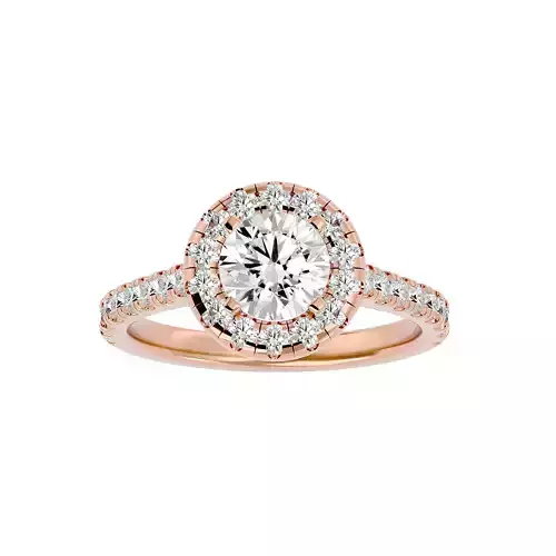 Round Halo solitaire wedding engagement ring with 360 view