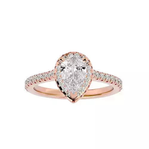 Pear Halo solitaire wedding engagement ring with 360 view