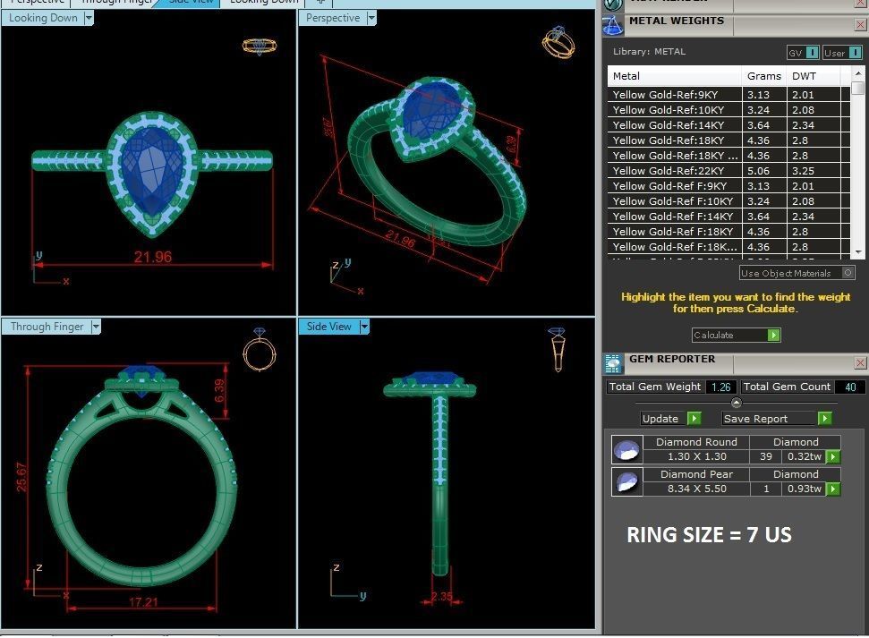Pear Halo solitaire wedding engagement ring with 360 view 3D print model_8