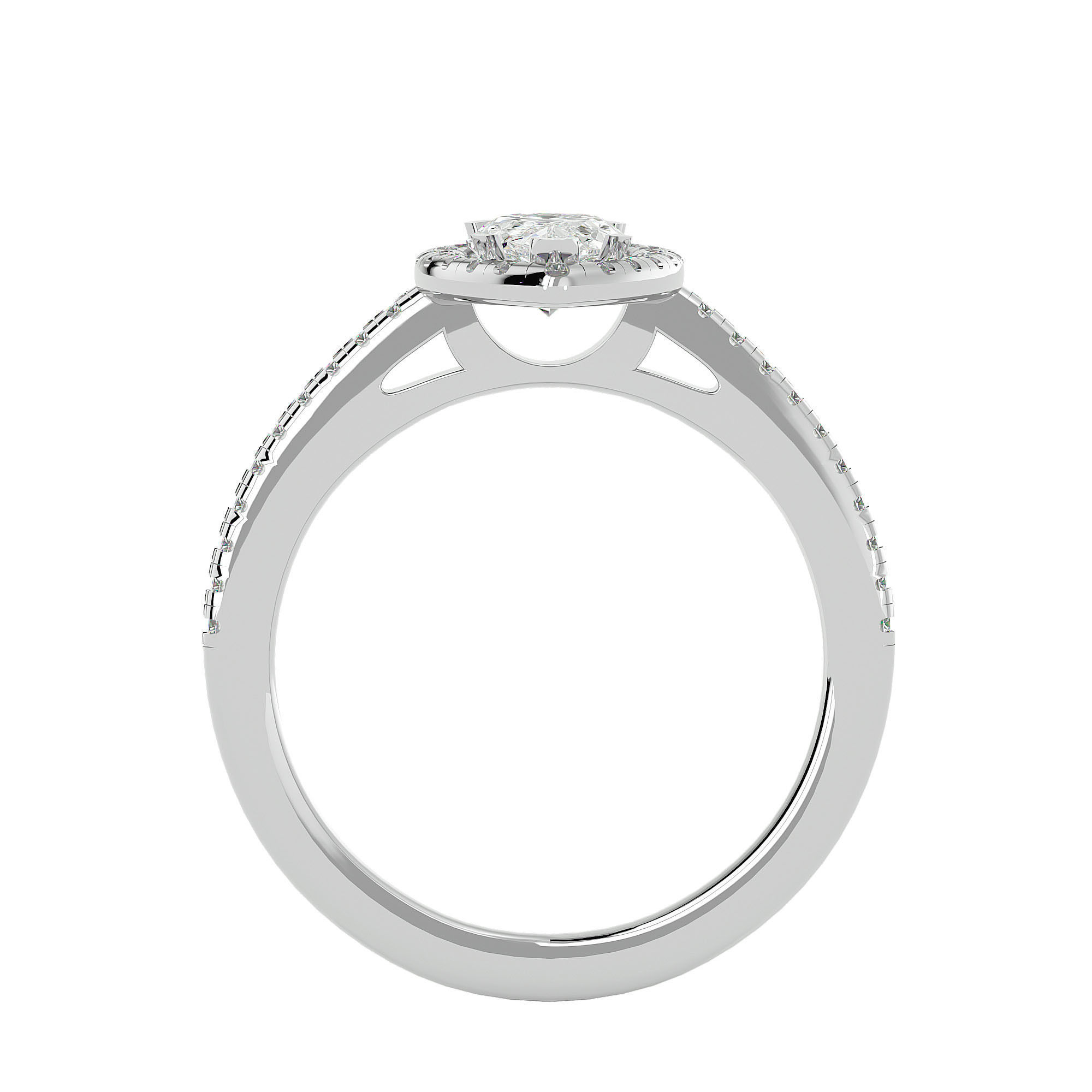 Pear Halo solitaire wedding engagement ring with 360 view 3D print model_4
