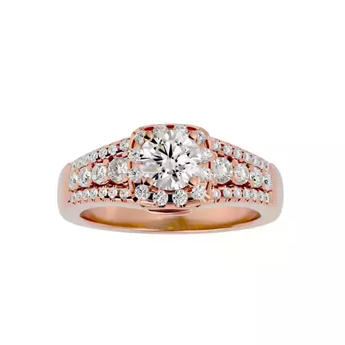 Round Halo solitaire wedding engagement ring with 360 view 3D print model