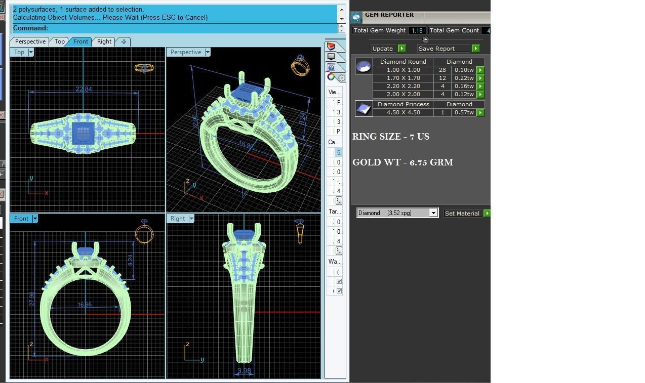 Princess Halo solitaire wedding engagement ring with 360 view 3D print model_8