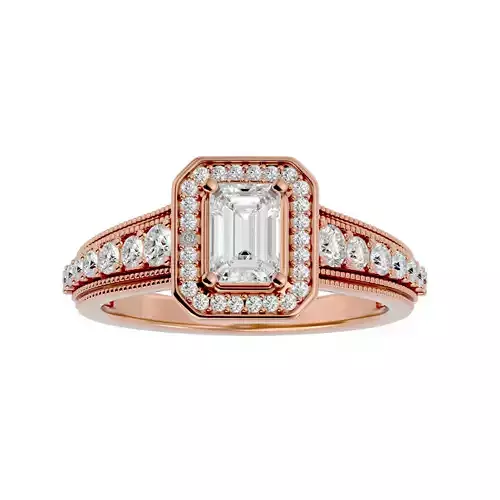 Emerald Halo solitaire wedding engagement ring with 360 view 3D print model Emerald Halo solitaire wedding engagement ring with 360 view 3D print model