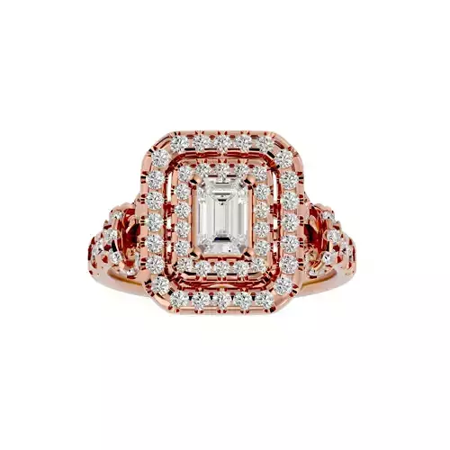 Emerald Halo solitaire wedding engagement ring with 360 view 3D print model Emerald Halo solitaire wedding engagement ring with 360 view 3D print model