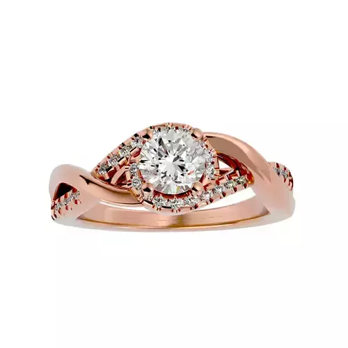 Round Halo solitaire wedding engagement ring with 360 view 3D print model
