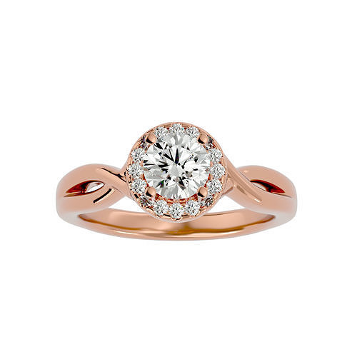 Round Halo solitaire wedding engagement ring with 360 view 3D print model