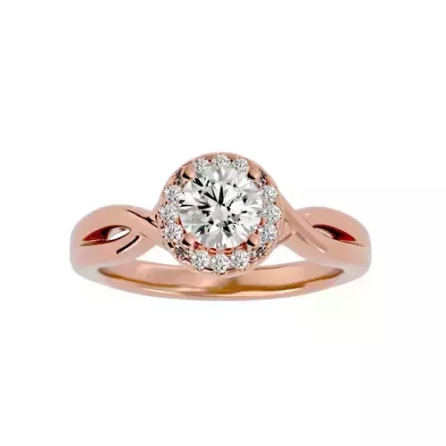 Round Halo solitaire wedding engagement ring with 360 view 3D print model
