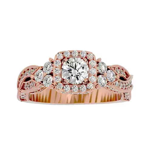 Round Halo solitaire wedding engagement ring with 360 view 3D print model