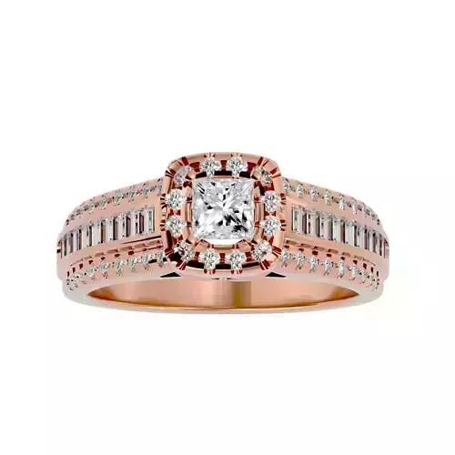 Princess Halo solitaire wedding engagement ring with 360 view