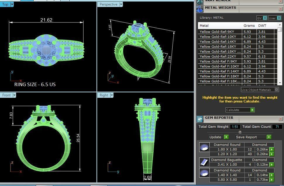 Round Halo solitaire wedding engagement ring with 360 view 3D print model_4