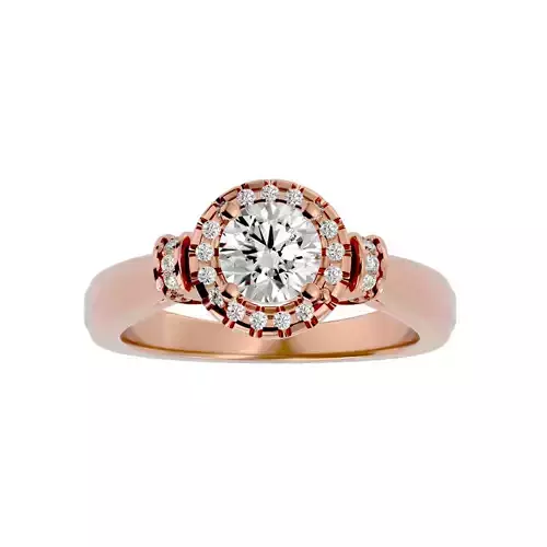 Round Halo solitaire wedding engagement ring with 360 view 3D print model