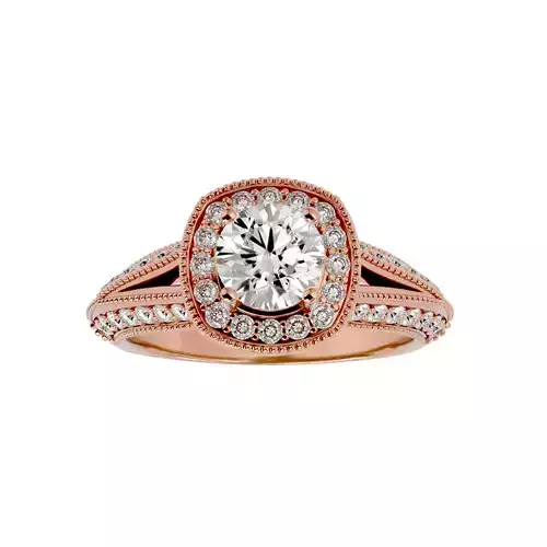Round Halo solitaire wedding engagement ring with 360 view 3D print model