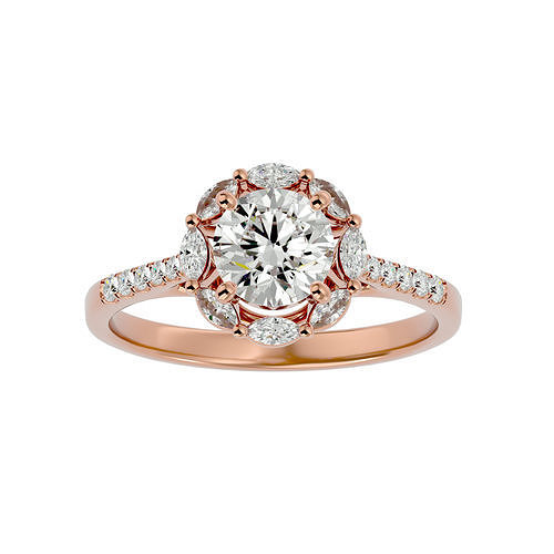 Round Halo solitaire wedding engagement ring with 360 view 3D print model
