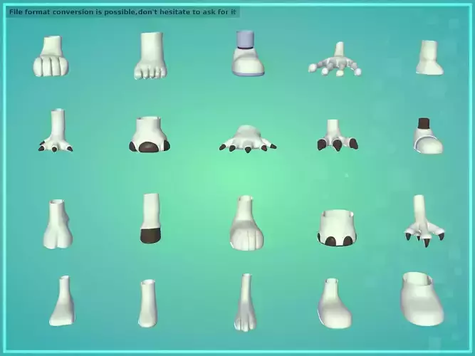 Cartoon Feet Pack Low-poly 3D model