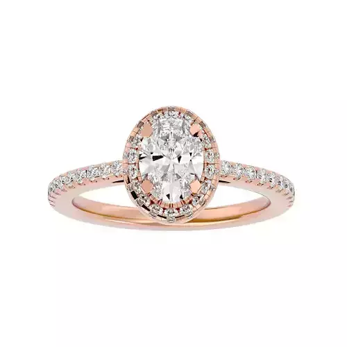 Oval Halo solitaire wedding engagement ring with 360 view