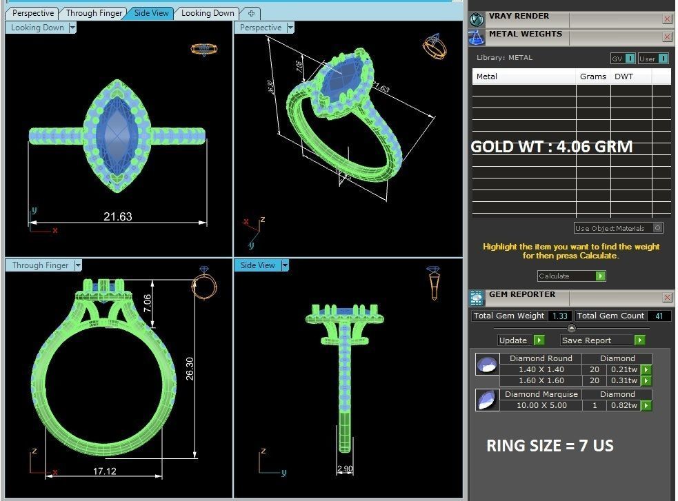 Marquise Halo solitaire wedding engagement ring with 360 view 3D print model_4