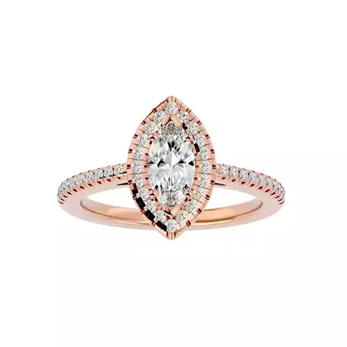 Marquise Halo solitaire wedding engagement ring with 360 view