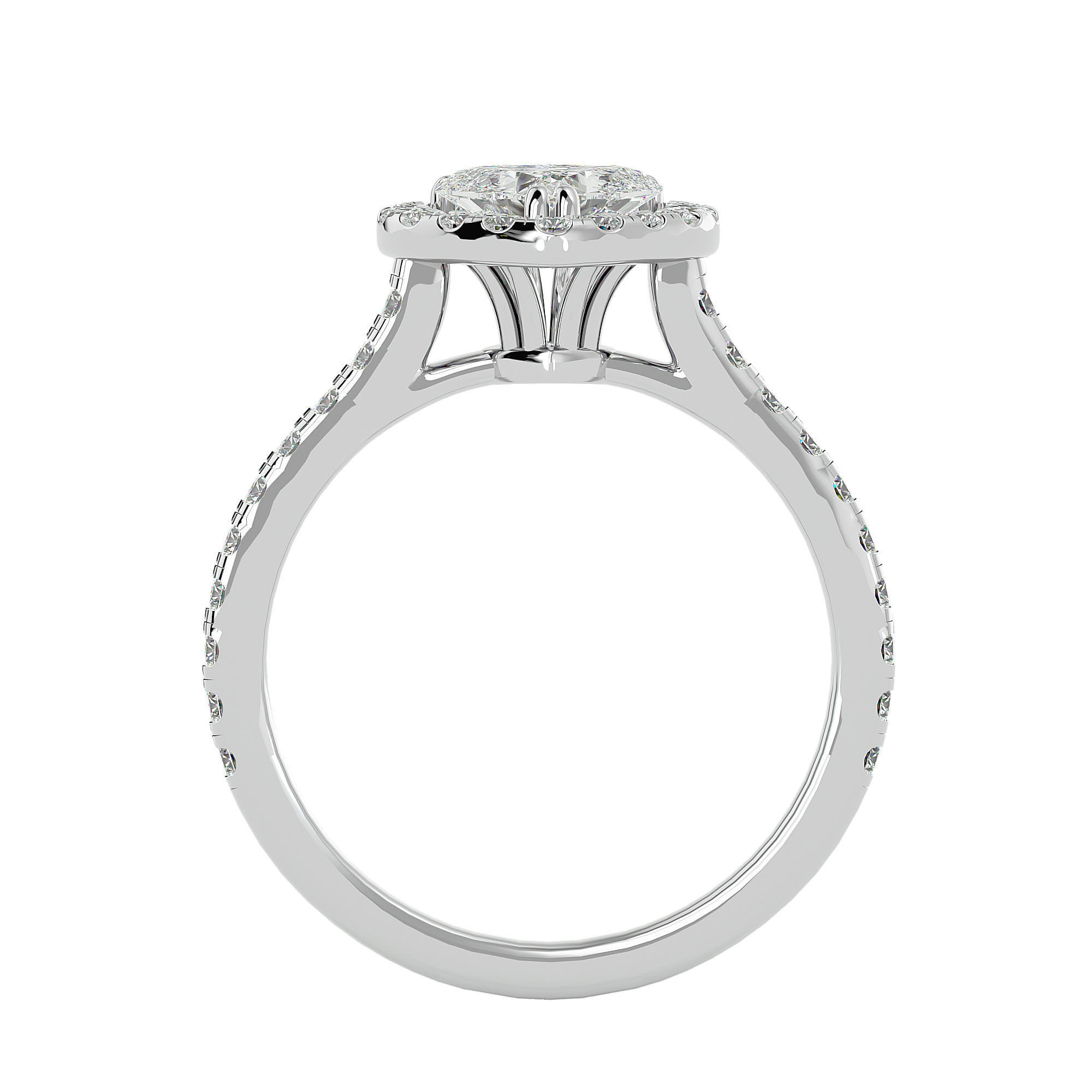 Heart Halo solitaire wedding engagement ring with 360 view 3D print model_4