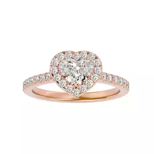 Heart Halo solitaire wedding engagement ring with 360 view